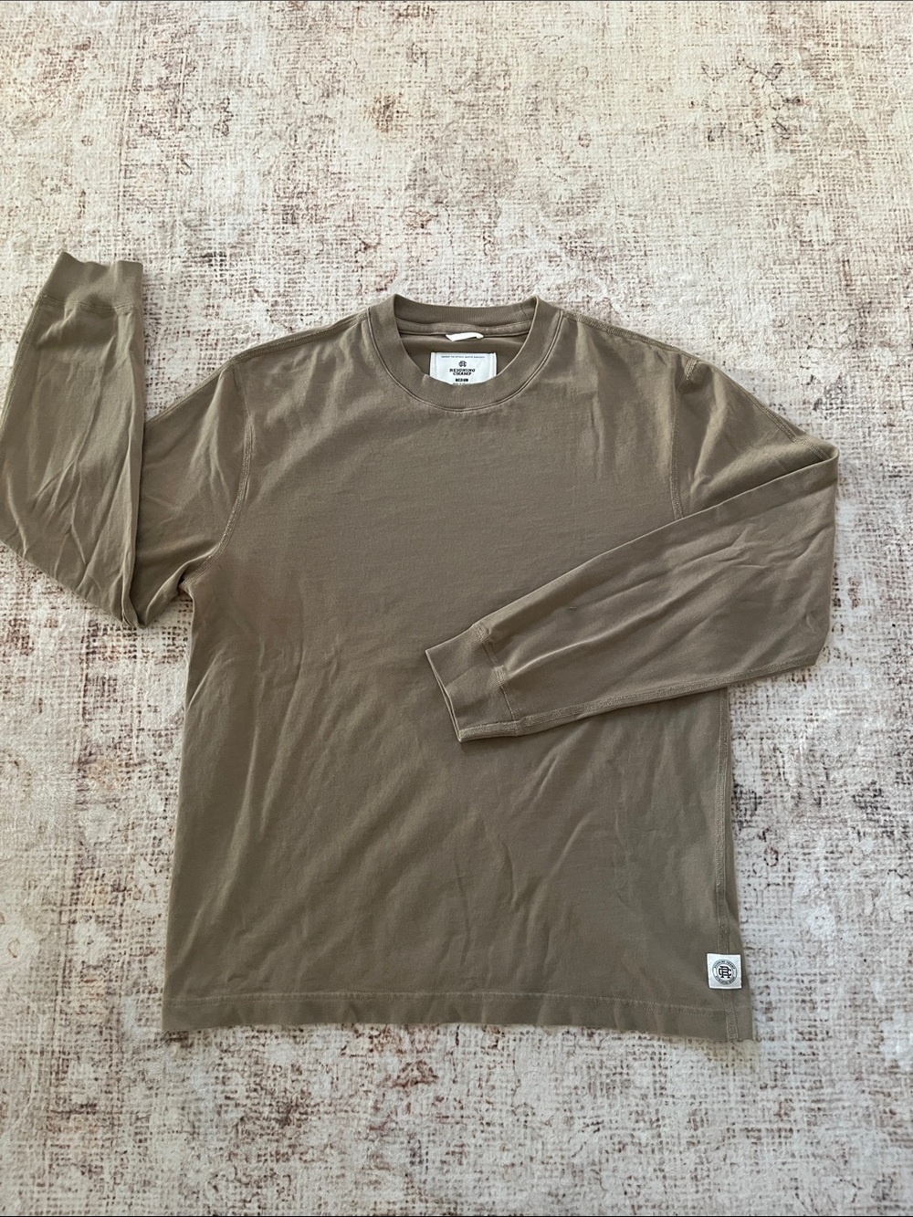 Reigning Champ Men’s Medium Long Sleeve Crew Neck Shirt -  Brownish green